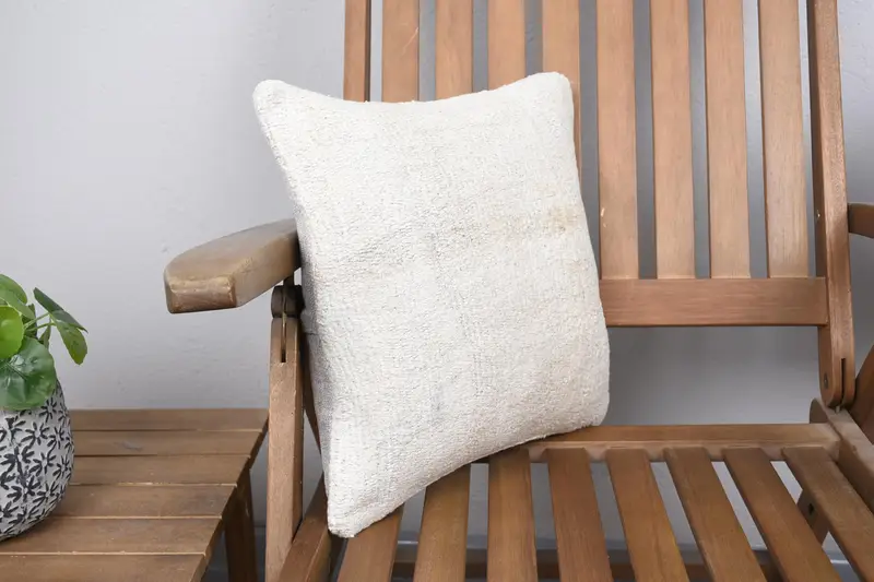 Pillow for Couch, Patio Pillow Case, Patio Cushion Case, 14x14 Beige Pillow, Pillow Sham, Throw Kilim Pillow, Home Decor Pillow - 2