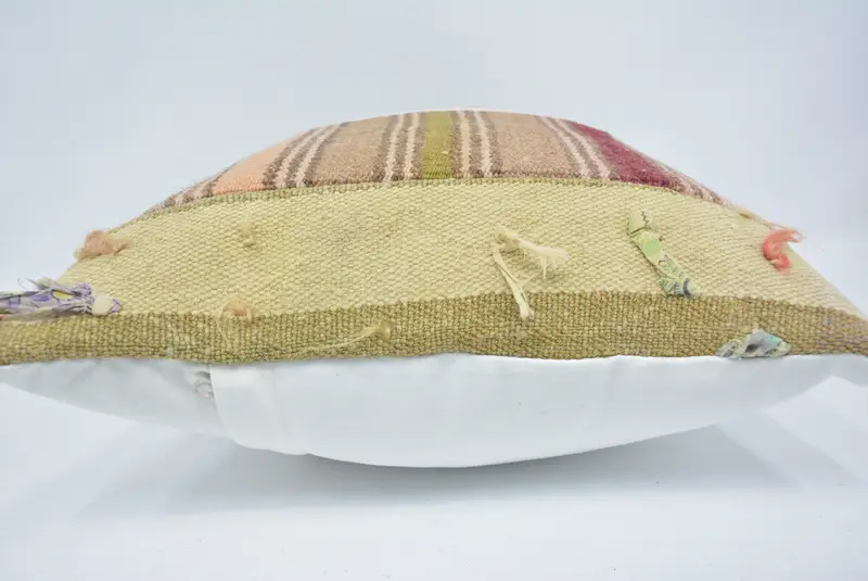 Wool Kilim Pillow Pillow Sham, 16x24 White Pillow, Turkish Kilim Pillow, Meditation Cushion, Pillow, Handmade Kilim Cushion, Antique Pillows - 5