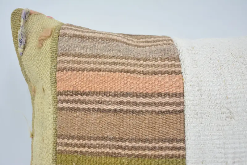 Wool Kilim Pillow Pillow Sham, 16x24 White Pillow, Turkish Kilim Pillow, Meditation Cushion, Pillow, Handmade Kilim Cushion, Antique Pillows - 2