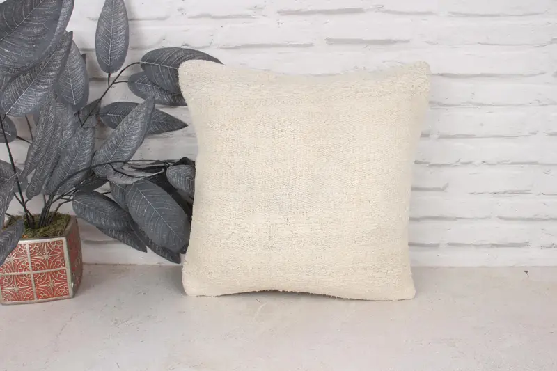 Pillow for Sofa, Accent Pillow Sham, Home Decor Pillow, Oriental Pillow, 16x16 White Pillow Sham, Boho Pillow, Accent Throw Cushion Case, Cushion - 1