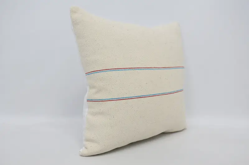 20x20 White Pillow Cover, Kilim Pillow Cover, Ethnical Kilim Rug Pillow, Yoga Cushion Case, Pillow Case, Boho Pillow Sham Cover - 3