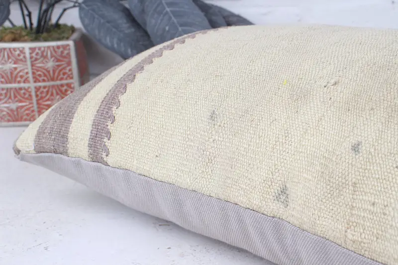 12x20 Beige Pillow Cover, Vintage Kilim Throw Pillow, Handmade Kilim Cushion, Pillow for Sofa, Pillow Case, Nautical Throw Pillow - 7