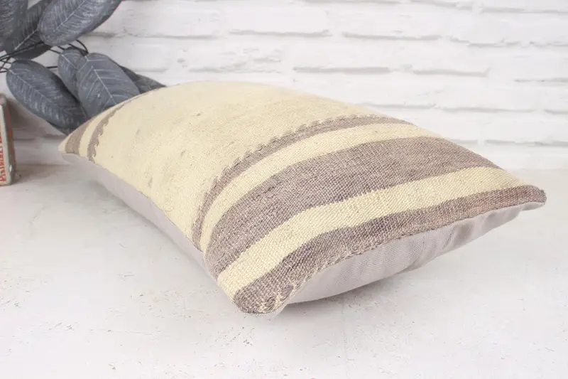 12x20 Beige Pillow Cover, Vintage Kilim Throw Pillow, Handmade Kilim Cushion, Pillow for Sofa, Pillow Case, Nautical Throw Pillow - 6