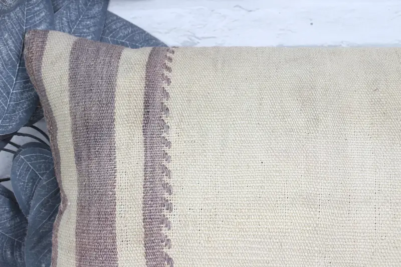 12x20 Beige Pillow Cover, Vintage Kilim Throw Pillow, Handmade Kilim Cushion, Pillow for Sofa, Pillow Case, Nautical Throw Pillow - 2