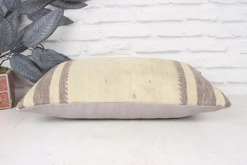 12x20 Beige Pillow Cover, Vintage Kilim Throw Pillow, Handmade Kilim Cushion, Pillow for Sofa, Pillow Case, Nautical Throw Pillow - 5