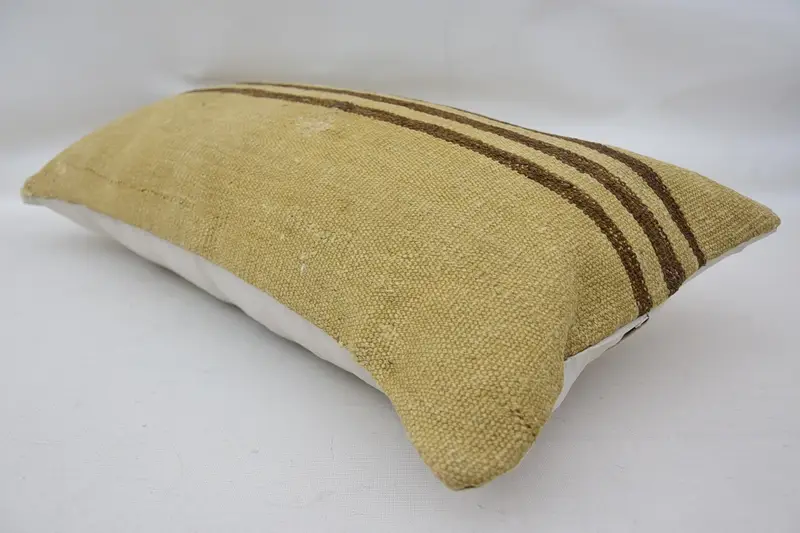 Vintage Kilim Throw Pillow, Turkish Pillow, Home Decor Pillow, Bed Pillow Cover, Floor Cushion Case, 12x24 Beige Pillow, Pillow Case - 6