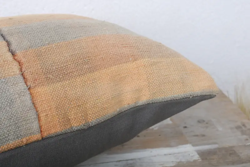 Muted Pillow Cover, Kilim Cushion Sham, 12x24 Yellow Pillow, Ethnic Throw Cushion, Sustainable Pillow Case, Cushion Cover, Kilim Pillow, Boho Pillow - 6