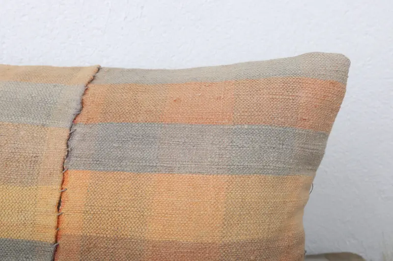Muted Pillow Cover, Kilim Cushion Sham, 12x24 Yellow Pillow, Ethnic Throw Cushion, Sustainable Pillow Case, Cushion Cover, Kilim Pillow, Boho Pillow - 5