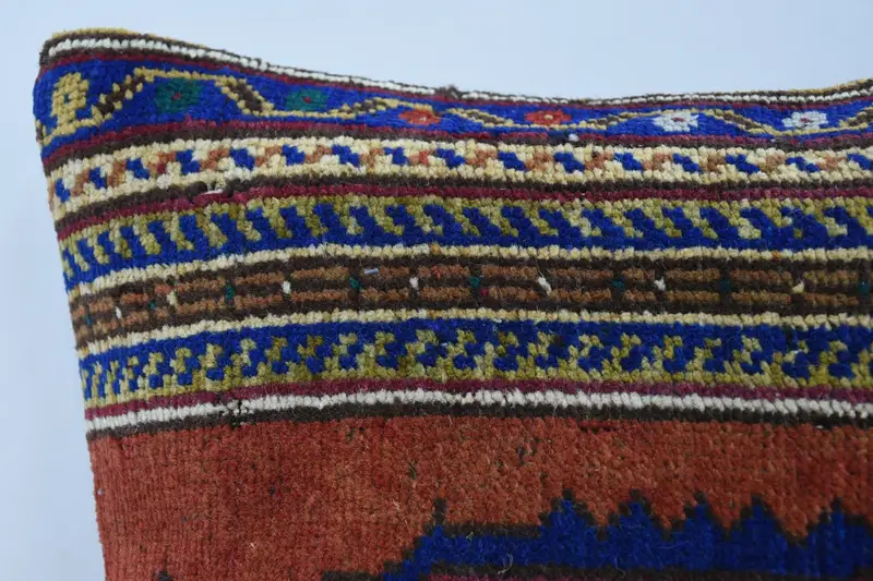 Boho Pillow Sham Cover, Throw Kilim Pillow, Pillow Sham, 18x18 Red Pillow Sham, Outdoor Bolster Pillow Case, Ethnical Kilim Rug Pillow - 2