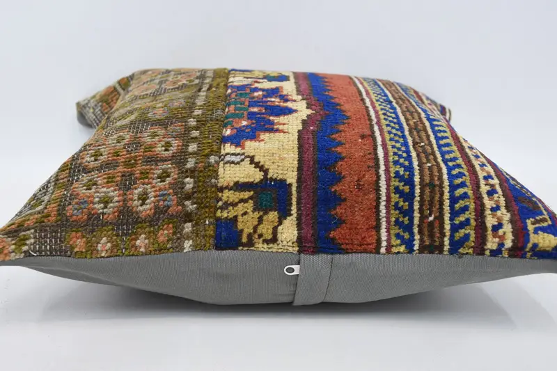 Boho Pillow Sham Cover, Throw Kilim Pillow, Pillow Sham, 18x18 Red Pillow Sham, Outdoor Bolster Pillow Case, Ethnical Kilim Rug Pillow - 5