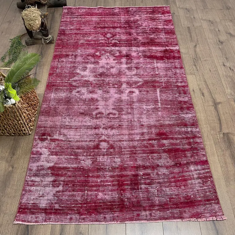 Kırmızı ve Bej Çiçekli Halı, 3,5x6,9 ft Zarif Dekor