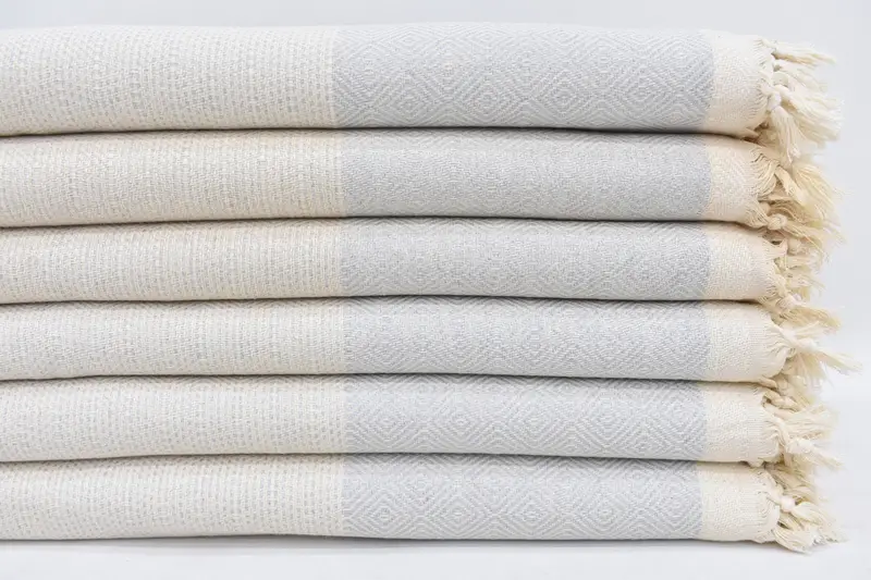 Decorative Light Gray Diamond Blanket, 103x79 Inches, Striped Pattern