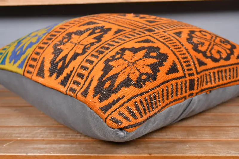 Kilim Pillow, Art Deco Pillow Sham, Vintage Kilim Pillow, 20x20 Blue Cushion Case, Cushion, Farmhouse Cushion Case, Interior Designer Pillow - 3