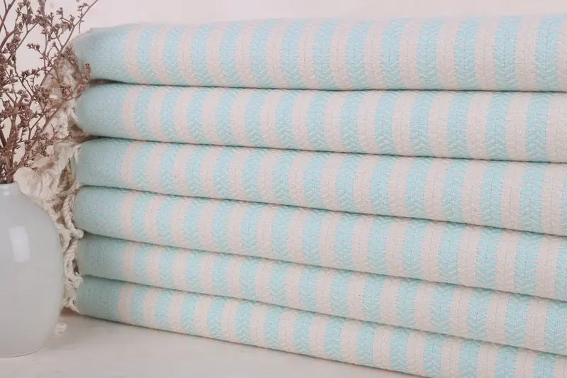 Toalla Chevron Monogram Toalla de playa Algodón menta, 40x71 pulgadas