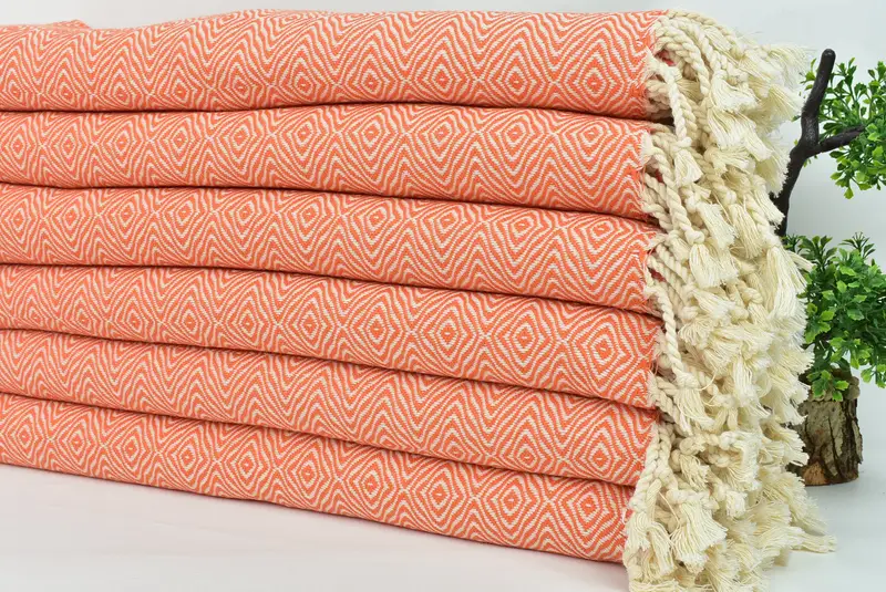 Housewarming Gift, Peshtemal Towel, Organic Turkish towel, Halloween Gifts, Bachelorette Party Gifts Bridesmaids, 70x40 Cotton Zigzag Diamond Towel - 3