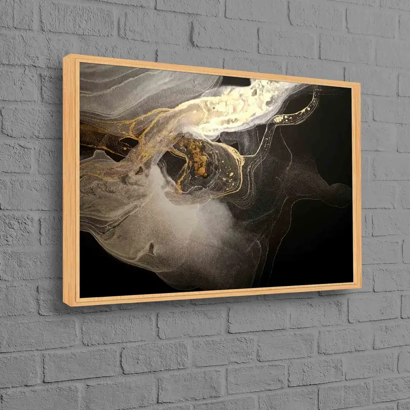 トレンディなブラック & ゴールドのきらめくプリント キャンバス - エレガントな装飾