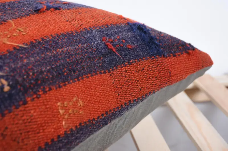 Throw Kilim Pillow, Pillow Sham, Boho Chic Pillow Sham, Ethnical Kilim Rug Pillow, Vintage Kilim Pillow, 20x20 Orange Pillow Cover - 7