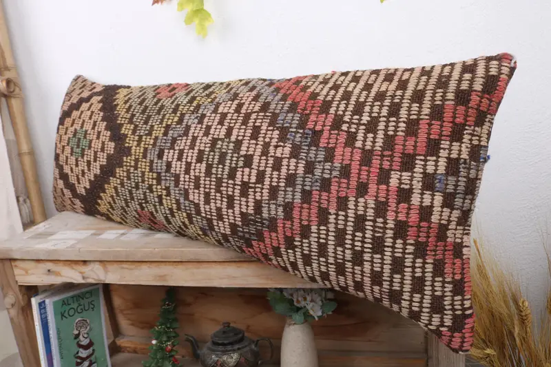 12x36 Beige Pillow Case, Pillow Cover, Turkish Kilim Pillow, Boho Pillow, Art Deco Pillow Cover, Armchair Pillow Cover, Kilim Pillow Cover - 4