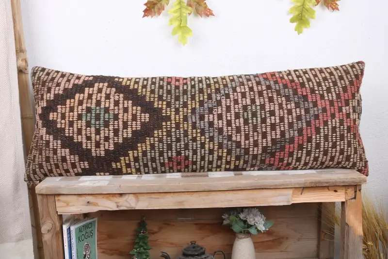 12x36 Beige Pillow Case, Pillow Cover, Turkish Kilim Pillow, Boho Pillow, Art Deco Pillow Cover, Armchair Pillow Cover, Kilim Pillow Cover - 2