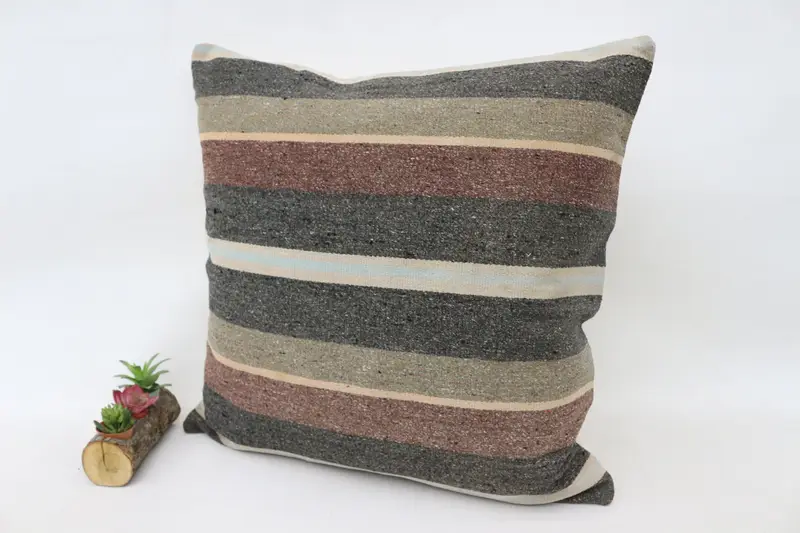 Boho Pillow, Cushion Cover, Vintage Kilim Throw Pillow, 28x28 Brown Pillow, Vintage Kilim Pillow Cushion Cover, Kilim Cushion Sham - 5