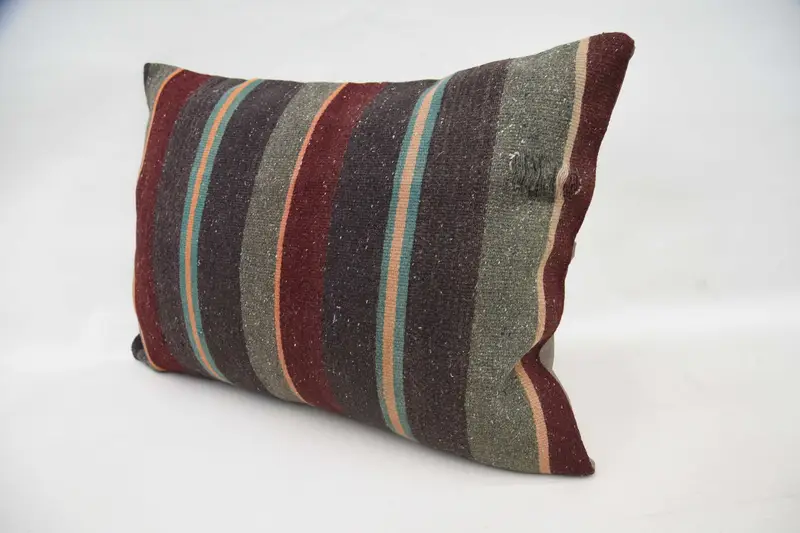 Pillow Cover, Handmade Kilim Cushion, 20x28 Brown Cushion Cover, Vintage Kilim Throw Pillow, Interior Designer Pillow, Patio Cushion Case - 6