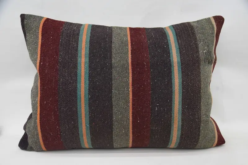Pillow Cover, Handmade Kilim Cushion, 20x28 Brown Cushion Cover, Vintage Kilim Throw Pillow, Interior Designer Pillow, Patio Cushion Case - 4