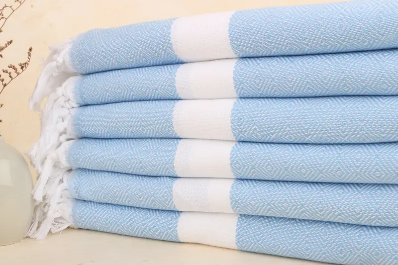 Toalla de playa personalizada de algodón turco orgánico, azul claro, 40 x 71 pulgadas