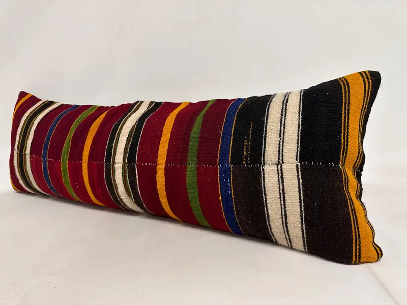 Meditation Cushion, Oriental Pillow Case, Pillow Case, Vintage Pillow, Interior Designer Pillow, Vintage Kilim Pillow, 16x48 Red Cushion Case - 4