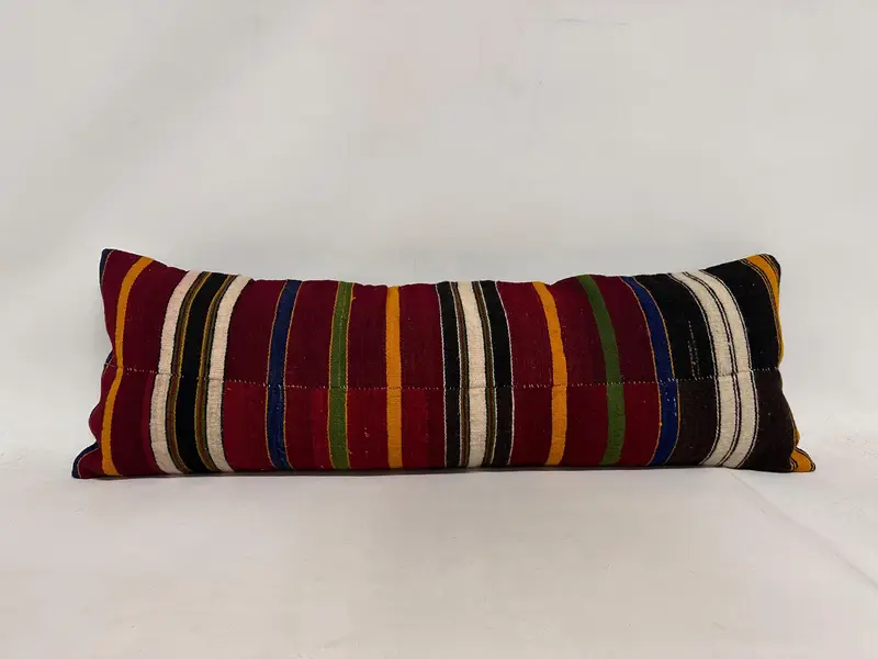 Meditation Cushion, Oriental Pillow Case, Pillow Case, Vintage Pillow, Interior Designer Pillow, Vintage Kilim Pillow, 16x48 Red Cushion Case - 1