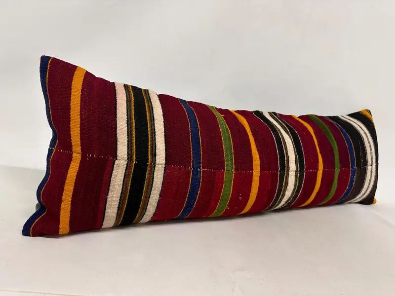 Meditation Cushion, Oriental Pillow Case, Pillow Case, Vintage Pillow, Interior Designer Pillow, Vintage Kilim Pillow, 16x48 Red Cushion Case - 3