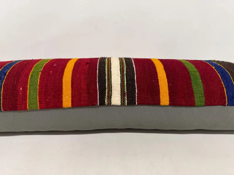 Meditation Cushion, Oriental Pillow Case, Pillow Case, Vintage Pillow, Interior Designer Pillow, Vintage Kilim Pillow, 16x48 Red Cushion Case - 5