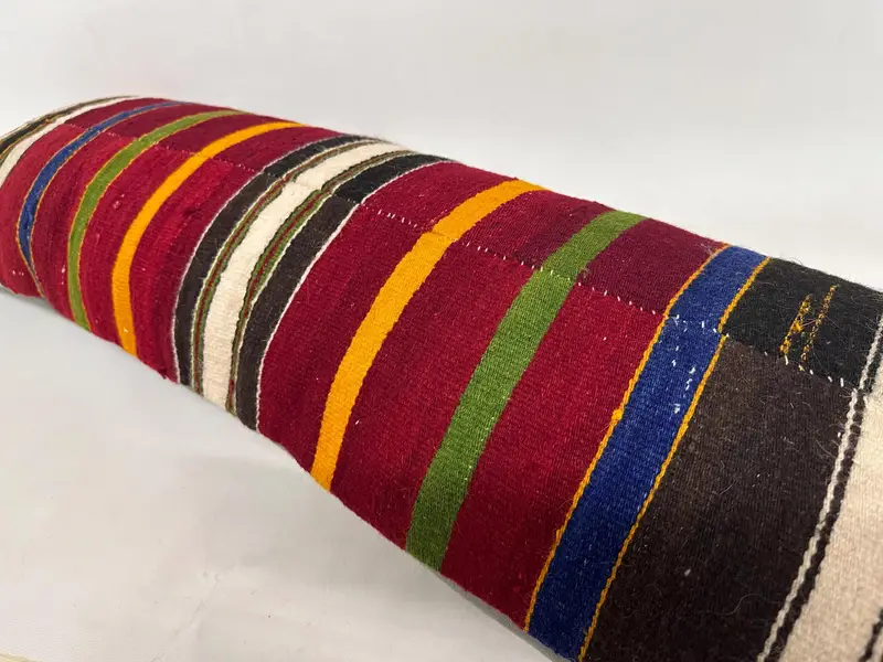 Meditation Cushion, Oriental Pillow Case, Pillow Case, Vintage Pillow, Interior Designer Pillow, Vintage Kilim Pillow, 16x48 Red Cushion Case - 6