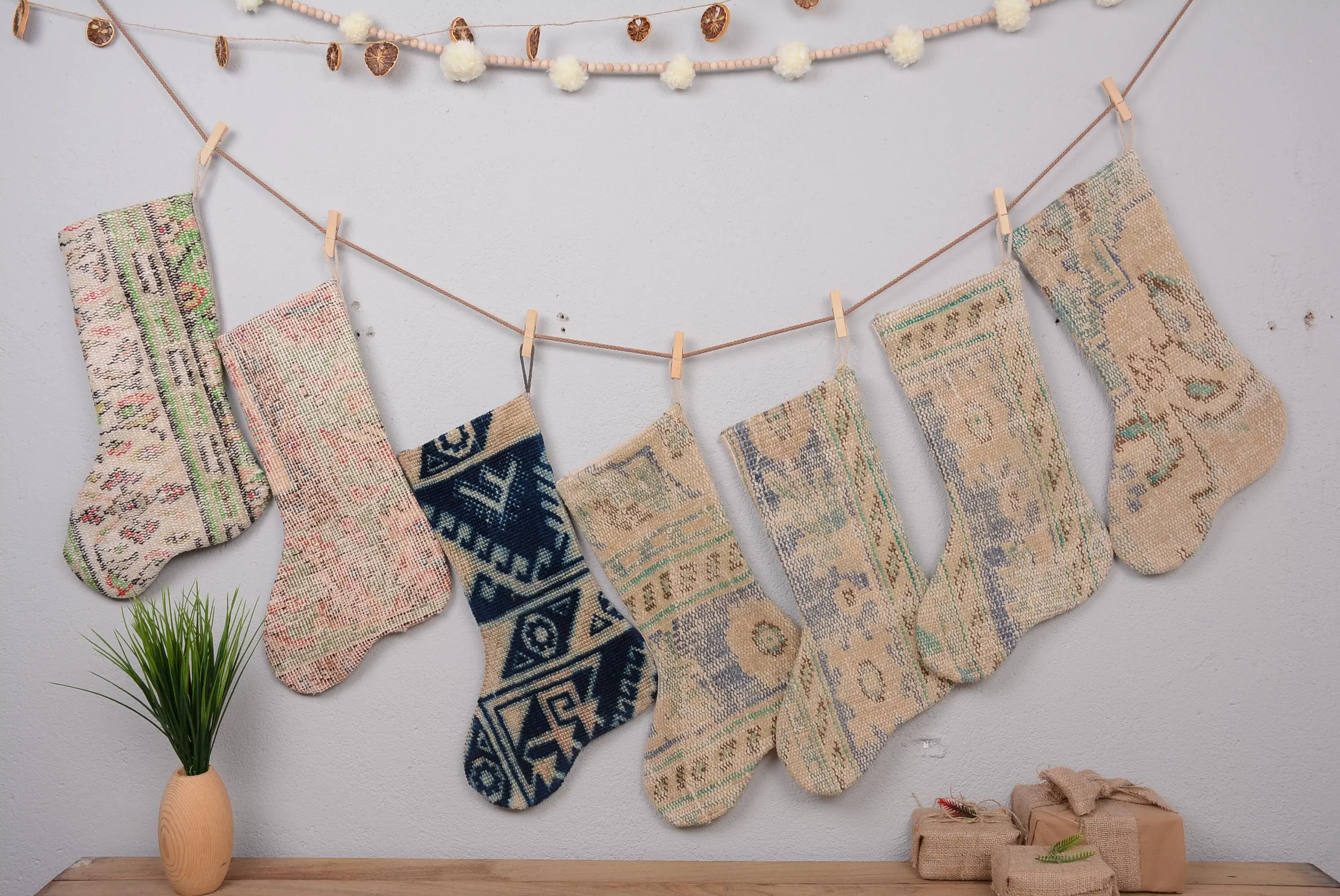 Christmas Ornaments Pattern, 7 Inch Boho Style Christmas Stocking - 1