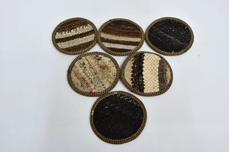 Posavasos a rayas marrones y beige, posavasos Kilim duraderos