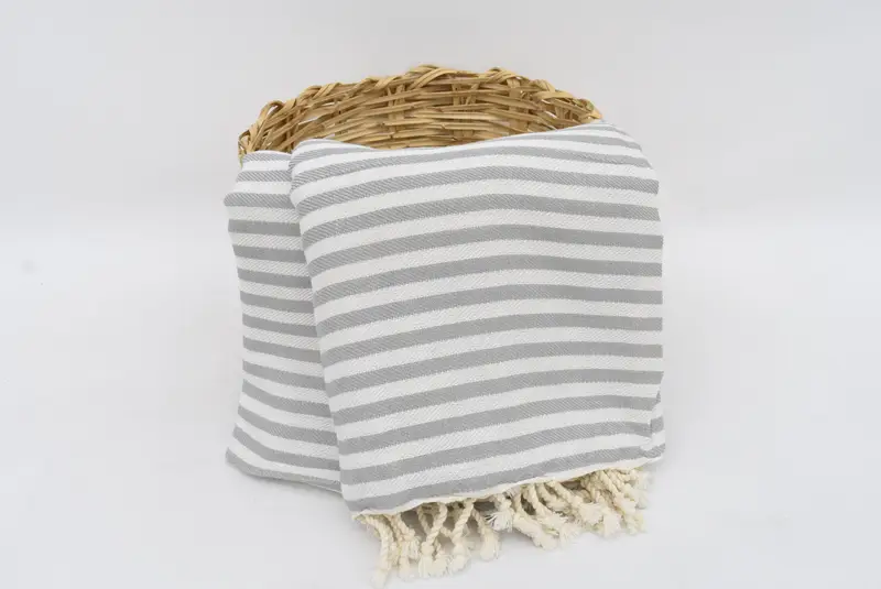 Throw Blanket, Bride Gift, Bridesmaid Gifts, 104x76 Cotton Striped Towel, Turkish Bedspread, Wedding Anniversary Gift, Woven Throw Blanket - 6