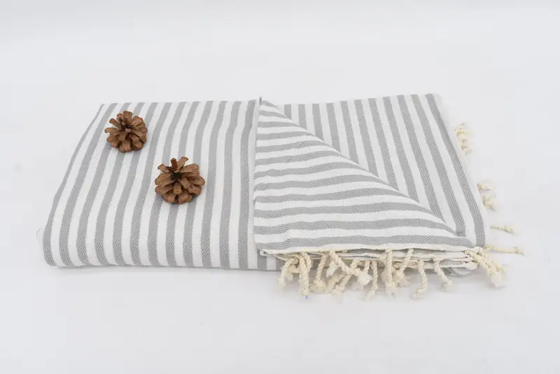 Throw Blanket, Bride Gift, Bridesmaid Gifts, 104x76 Cotton Striped Towel, Turkish Bedspread, Wedding Anniversary Gift, Woven Throw Blanket - 7