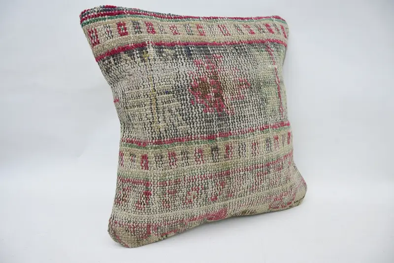 Vintage Throw Cushion Case, 14x14 Brown Cushion, Pillow Case, Pillow for Couch, Kilim Cushion Sham, Throw Kilim Pillow, One Of A Kind Cushion Cover - 2