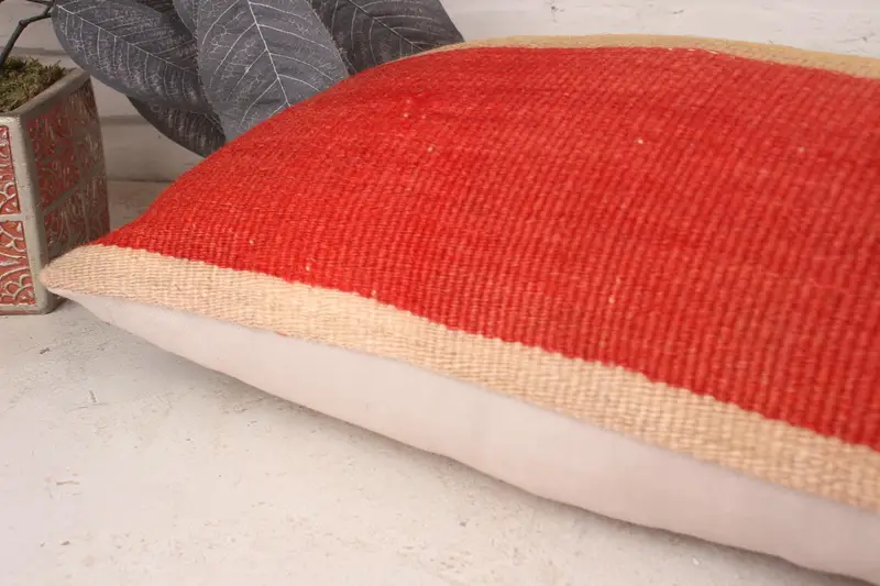Bench Cushion, Interior Designer Pillow, Couch Cushion Case, Kilim Pillow Cover, Cushion Cover, Kilim Cushion Sham, 12x20 Red Pillow Case - 6