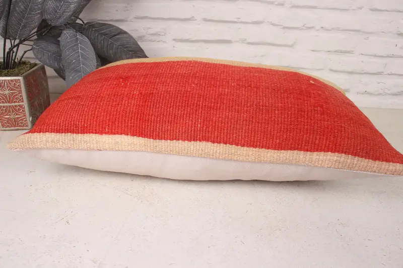 Bench Cushion, Interior Designer Pillow, Couch Cushion Case, Kilim Pillow Cover, Cushion Cover, Kilim Cushion Sham, 12x20 Red Pillow Case - 5