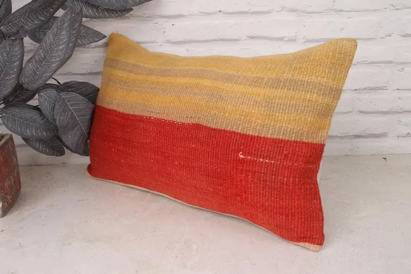 Bench Cushion, Interior Designer Pillow, Couch Cushion Case, Kilim Pillow Cover, Cushion Cover, Kilim Cushion Sham, 12x20 Red Pillow Case - 4