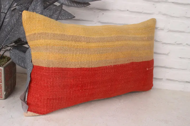 Bench Cushion, Interior Designer Pillow, Couch Cushion Case, Kilim Pillow Cover, Cushion Cover, Kilim Cushion Sham, 12x20 Red Pillow Case - 3