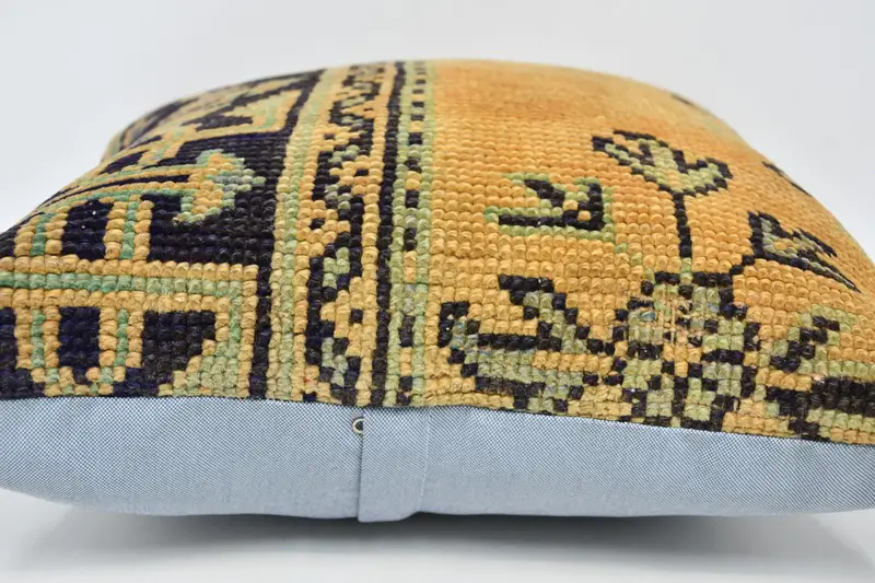Interior Designer Pillow, Nomadic Pillow Sham, Pillow Sham, Ethnical Kilim Rug Pillow, Throw Kilim Pillow, 20x20 Yellow Cushion - 6