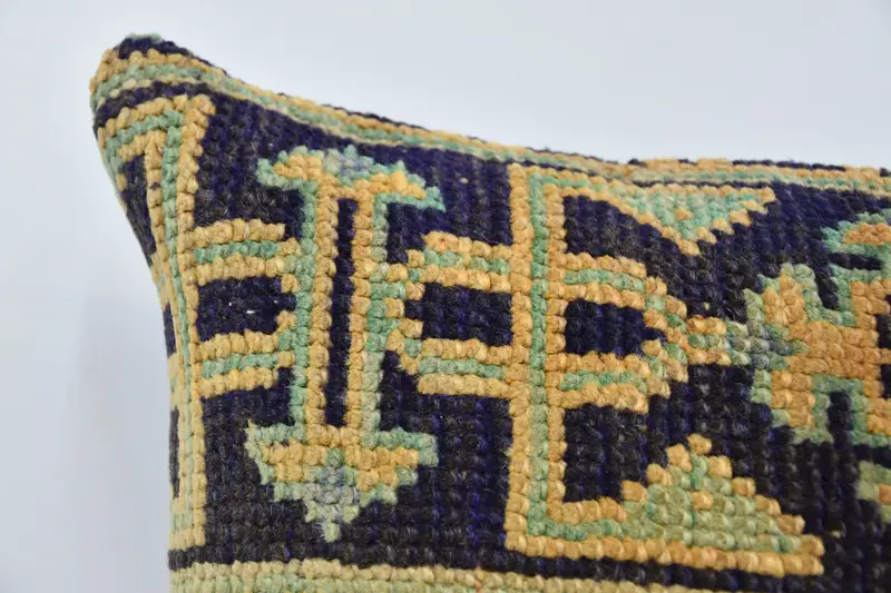 Interior Designer Pillow, Nomadic Pillow Sham, Pillow Sham, Ethnical Kilim Rug Pillow, Throw Kilim Pillow, 20x20 Yellow Cushion - 2