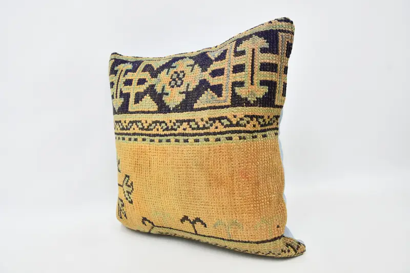 Interior Designer Pillow, Nomadic Pillow Sham, Pillow Sham, Ethnical Kilim Rug Pillow, Throw Kilim Pillow, 20x20 Yellow Cushion - 4