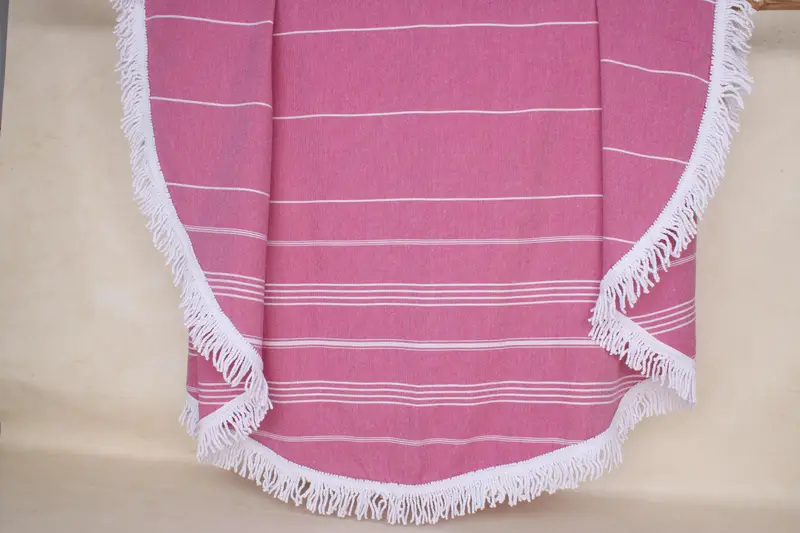 Housewarming Gift, Custom Wedding Gifts, 64x64 Cotton Striped Round Towel, Maid Of Honor Gift, Girls Weekend Favors, Lightweight Turkish towel - 7