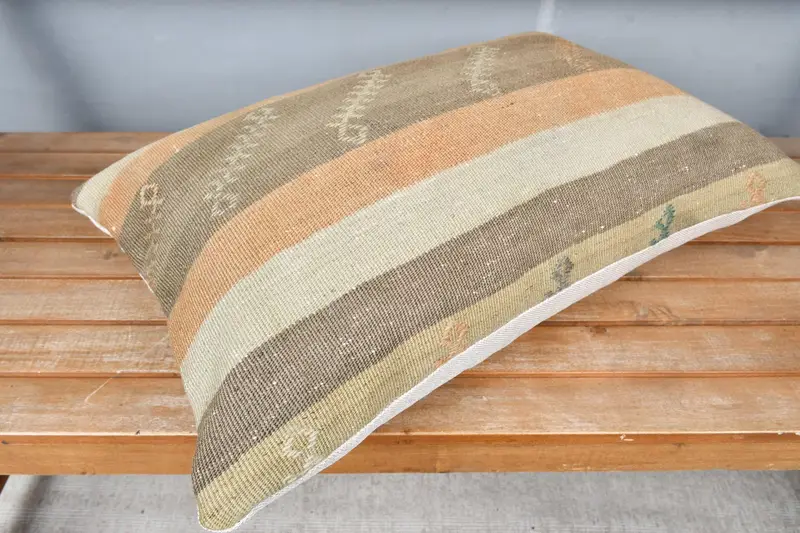 Square Throw Pillow Sham, Turkish Kilim Pillow, Outdoor Bolster Cushion, Interior Designer Pillow, Pillow Sham, Pillow for Sofa, 16x24 Brown Pillow - 2