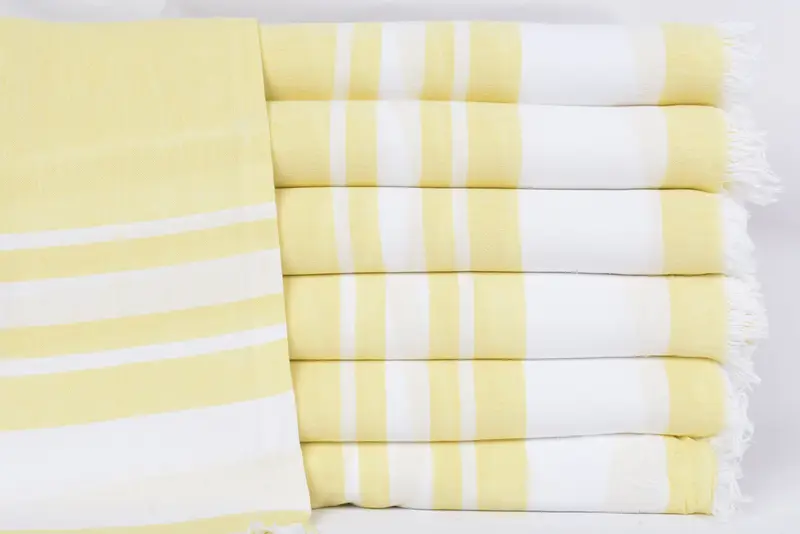 Beach Towel Personalized Turkish Cotton Yellow Stripes, 67x36 Inches