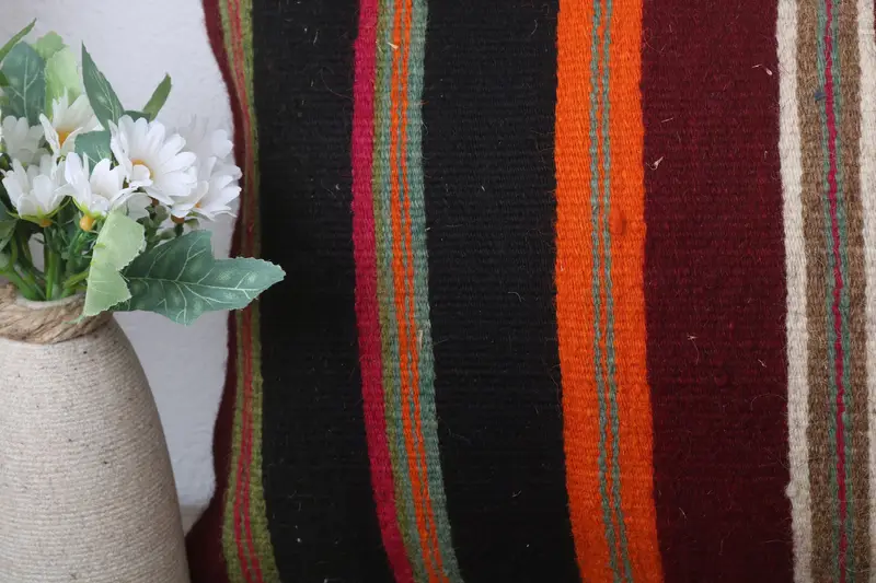 Boho Pillow Sham Cover, Throw Kilim Pillow, Cotton Pillow Sham, Cushion Case, Vintage Kilim Throw Pillow, 12x24 Brown Pillow - 3