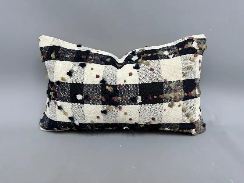 Almohada de lanzamiento Kilim tejida a mano, cojín vintage a rayas
