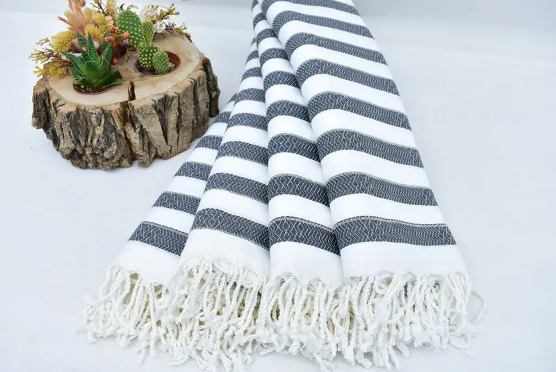 Monogram Turkish Towel, Memorial Gift, Travel Towel, 70x36 Cotton Striped Towel, Wedding Favors, Wedding Gift, Bachelorette Party Gifts For Bride - 3